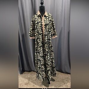 crème boheme button down collar, maxi dress free size